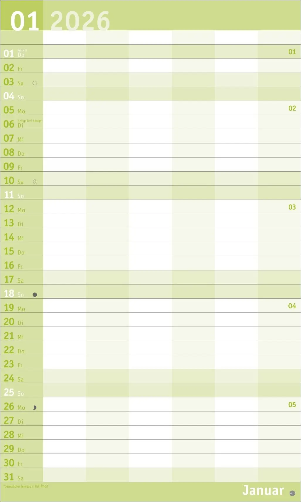 Bild: 9783756411061 | Basic Familienplaner XL 2026 | Heye | Kalender | Basic Planer Heye
