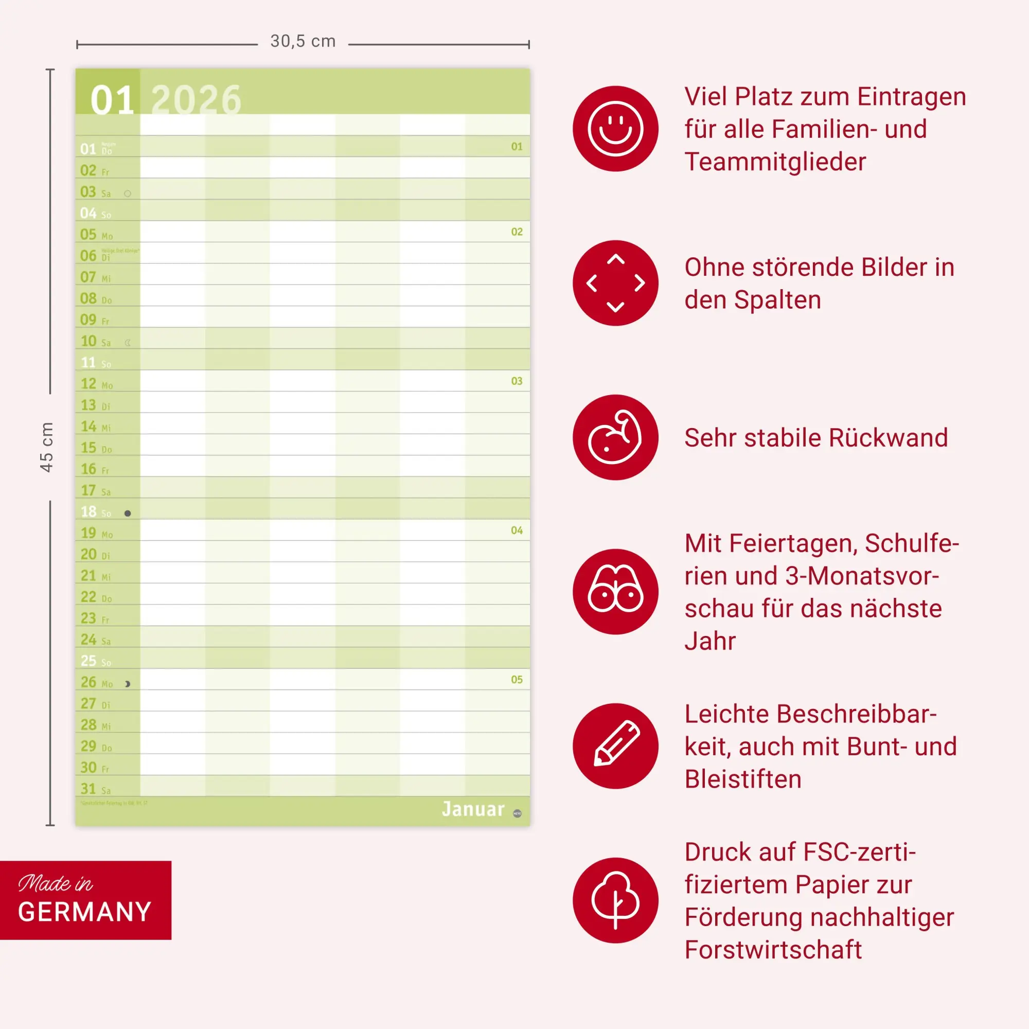 Bild: 9783756411061 | Basic Familienplaner XL 2026 | Heye | Kalender | Basic Planer Heye