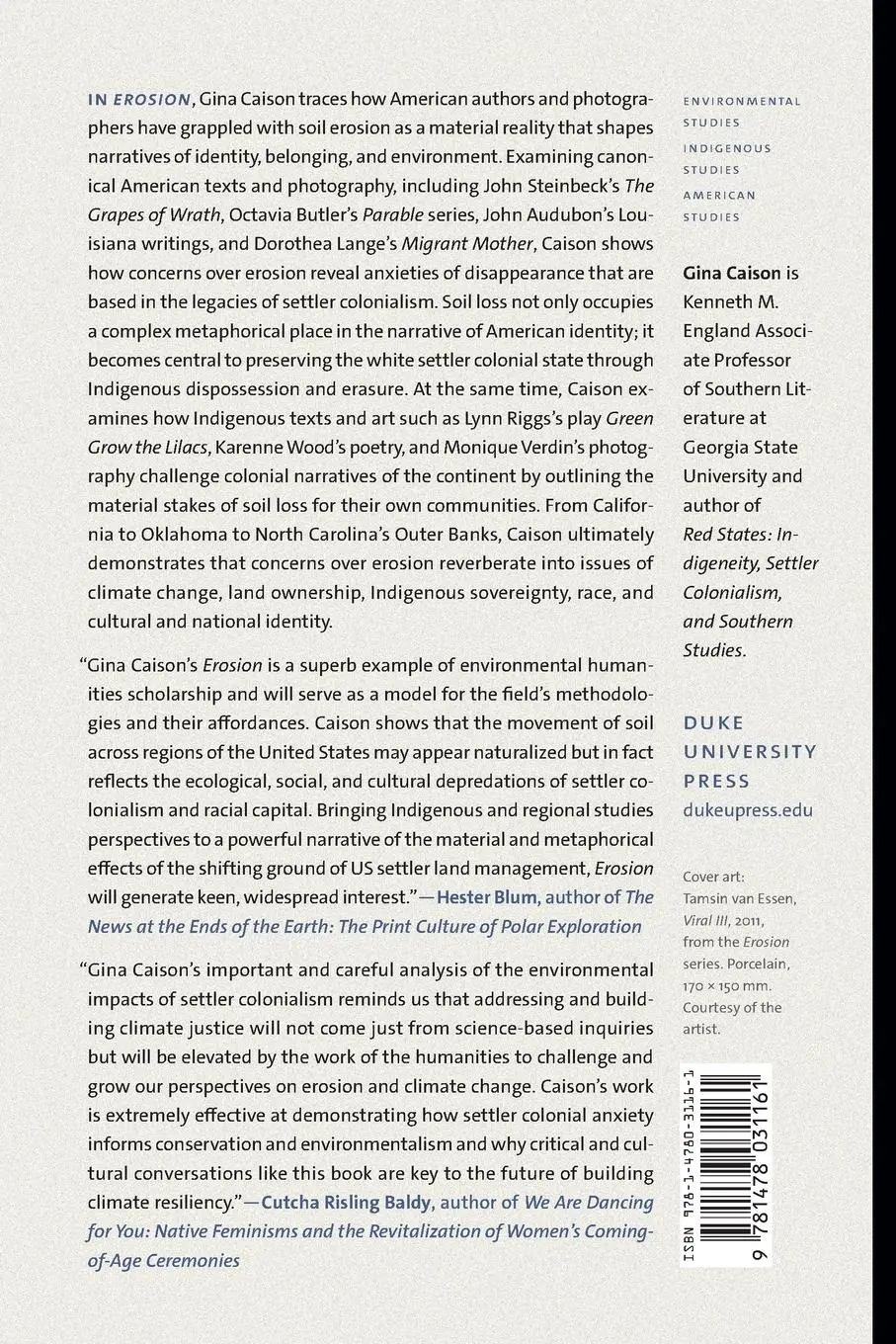 Rückseite: 9781478031161 | Erosion | American Environments and the Anxiety of Disappearance