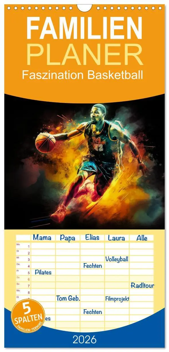 Cover: 9783516501261 | Familienplaner 2026 - Faszination Basketball mit 5 Spalten...