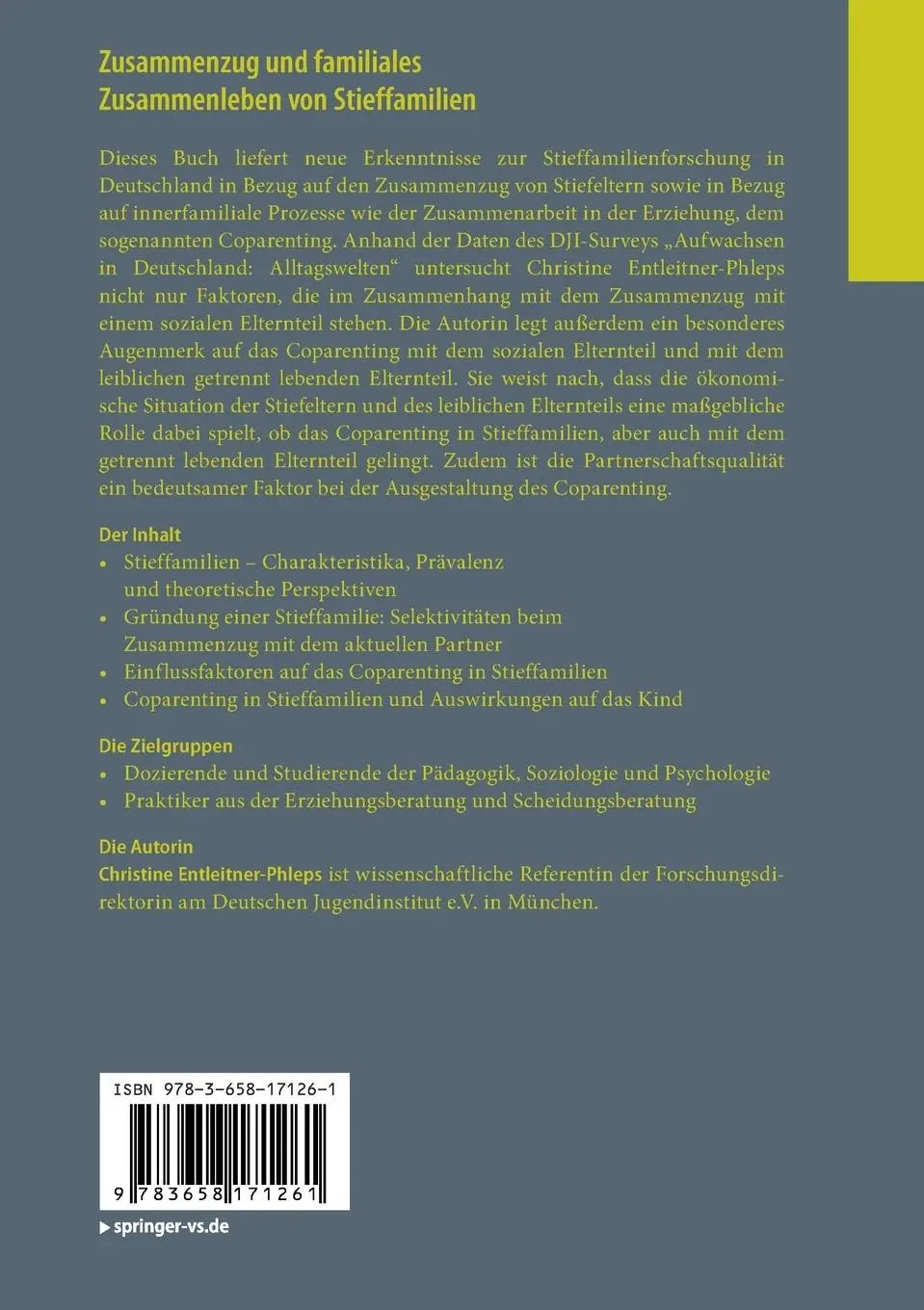 Rückseite: 9783658171261 | Zusammenzug und familiales Zusammenleben von Stieffamilien | Buch