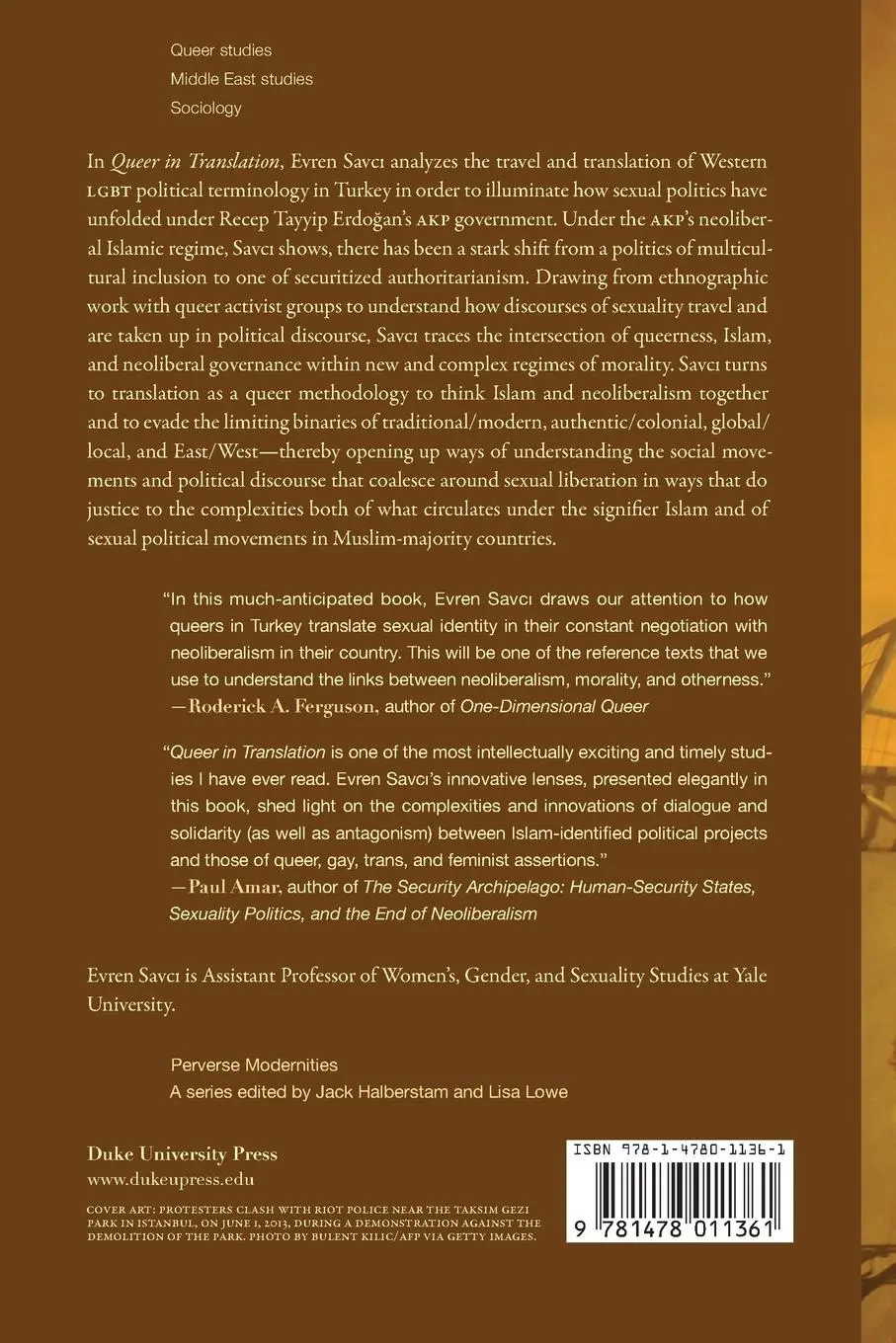 Rückseite: 9781478011361 | Queer in Translation | Sexual Politics under Neoliberal Islam | Savci