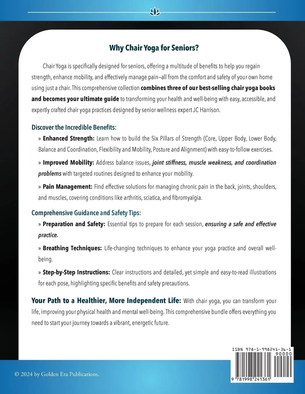 Rückseite: 9781998241361 | Chair Yoga For Seniors 3 in 1 The Complete Collection | Jc Harrison