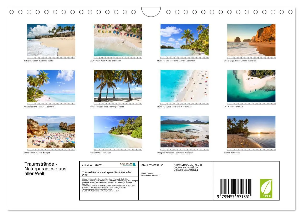 Bild: 9783457571361 | Traumstrände - Naturparadiese aus aller Welt (Wandkalender 2026 DIN...