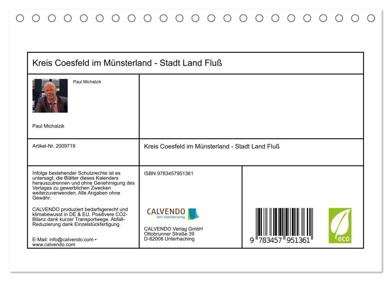 Bild: 9783457951361 | Kreis Coesfeld im Münsterland - Stadt Land Fluß (Tischkalender 2026...