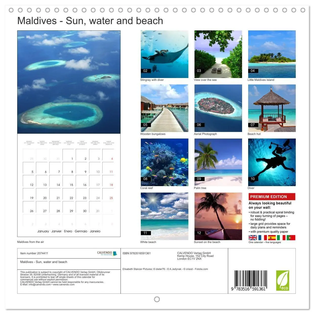 Bild: 9783516591361 | Maldives - Sun, water and beach (Wall Calendar 2026 12 × 12 Inch)...