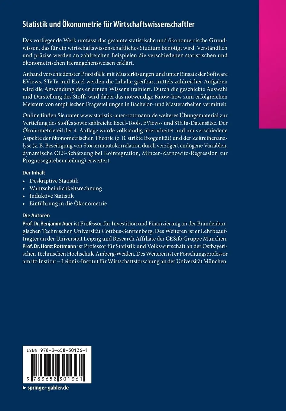 Rückseite: 9783658301361 | Statistik und Ökonometrie für Wirtschaftswissenschaftler | Taschenbuch