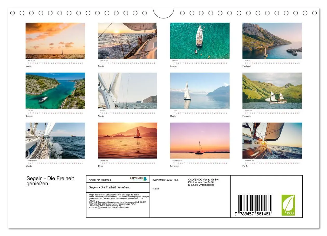 Bild: 9783457561461 | Segeln - Die Freiheit genießen. (Wandkalender 2026 DIN A4 quer),...