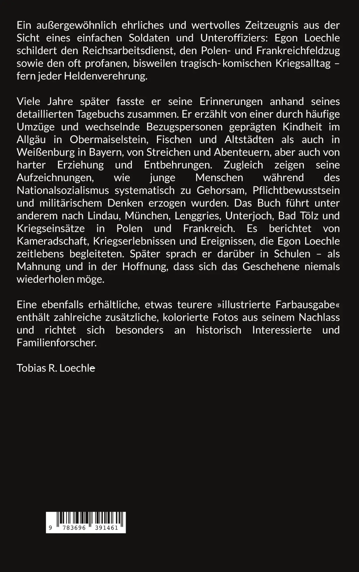 Rückseite: 9783696391461 | Jugend- und Kriegstagebuch | Egon Loechle | Taschenbuch | 290 S.