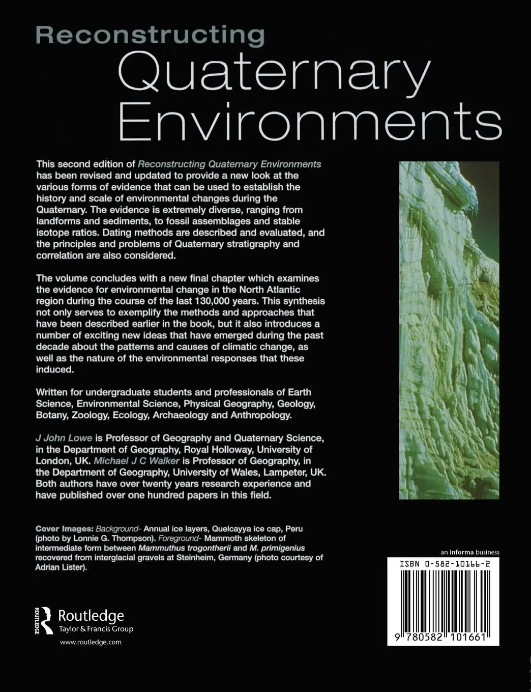 Rückseite: 9780582101661 | Reconstructing Quaternary Environments | J. J. Lowe (u. a.) | Buch