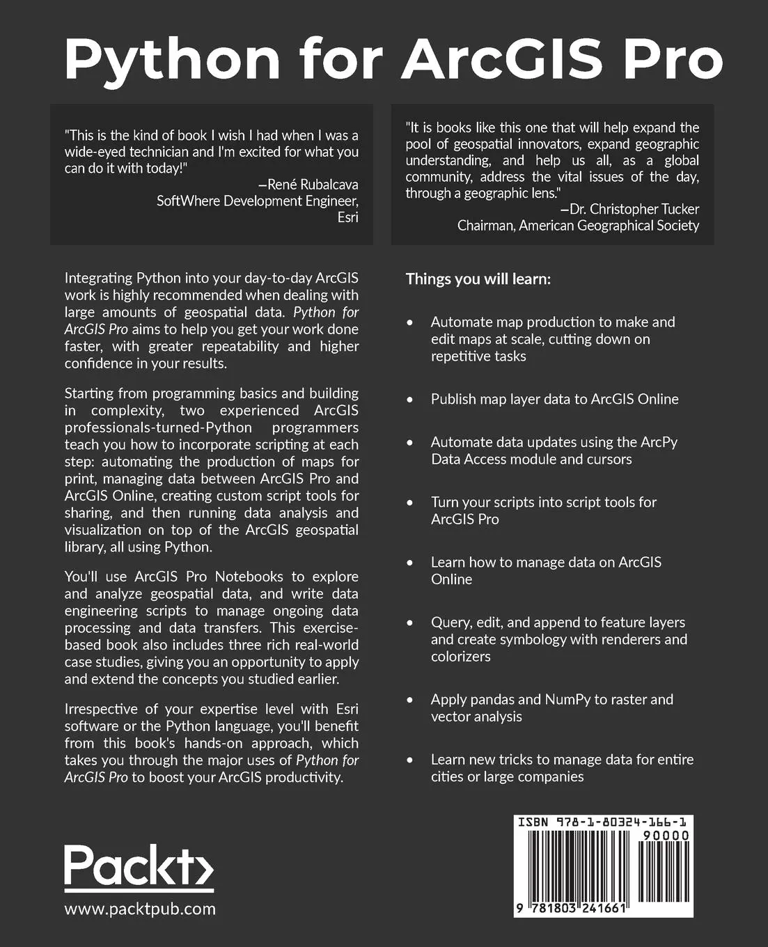 Rückseite: 9781803241661 | Python for ArcGIS Pro | Silas Toms (u. a.) | Taschenbuch | Englisch