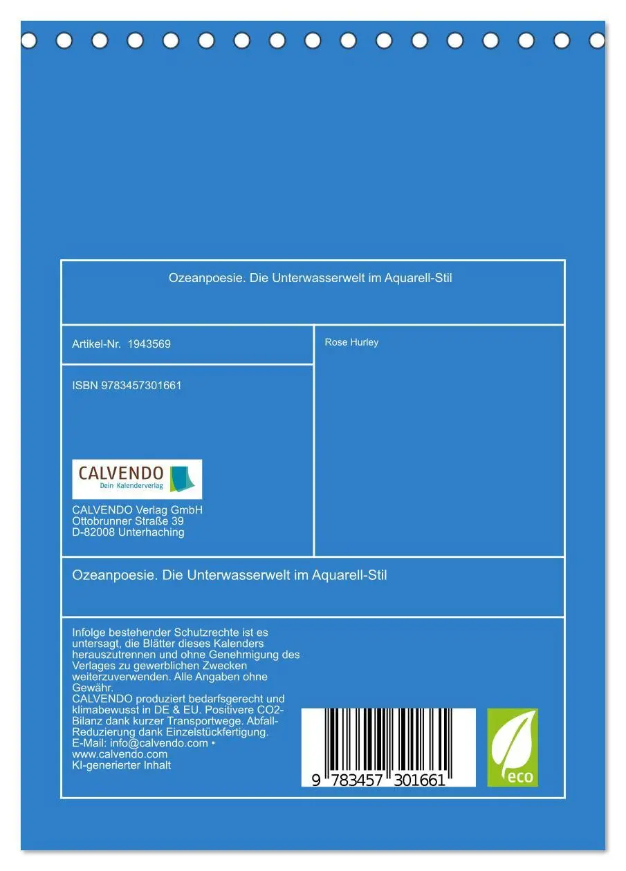 Bild: 9783457301661 | Ozeanpoesie. Die Unterwasserwelt im Aquarell-Stil (Tischkalender...