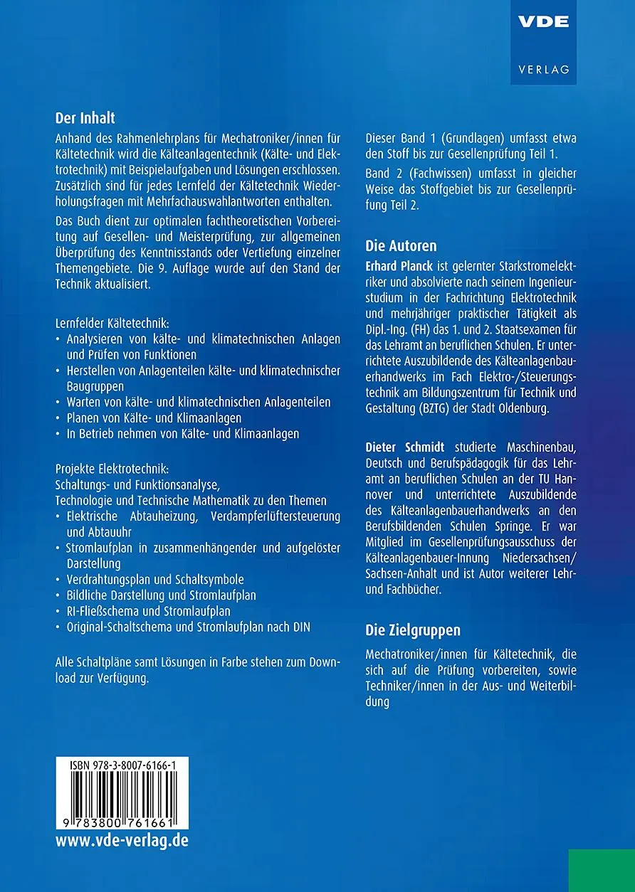 Rückseite: 9783800761661 | Kälteanlagentechnik in Fragen und Antworten | Erhard Planck (u. a.)