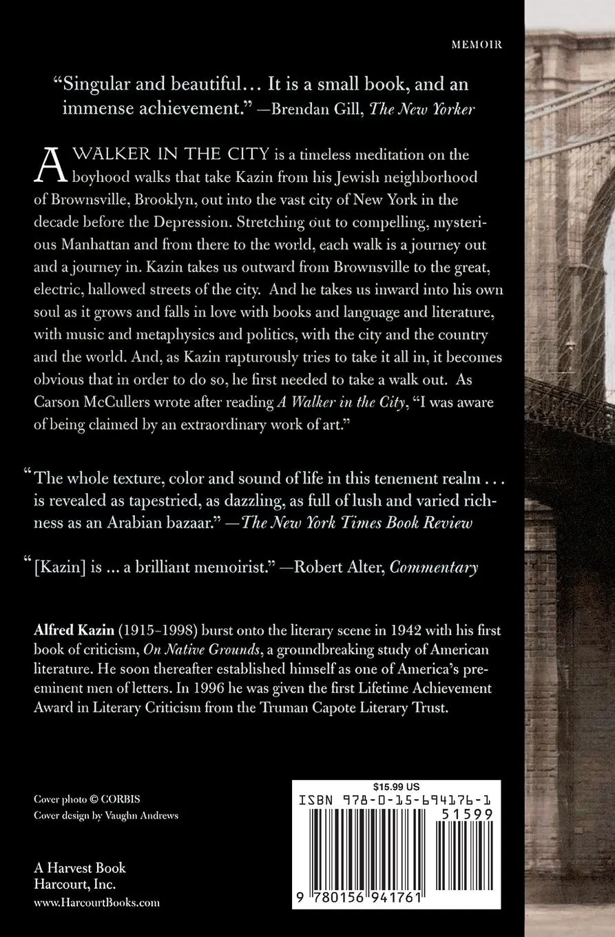 Rückseite: 9780156941761 | A Walker in the City | Alfred Kazin | Taschenbuch | Englisch