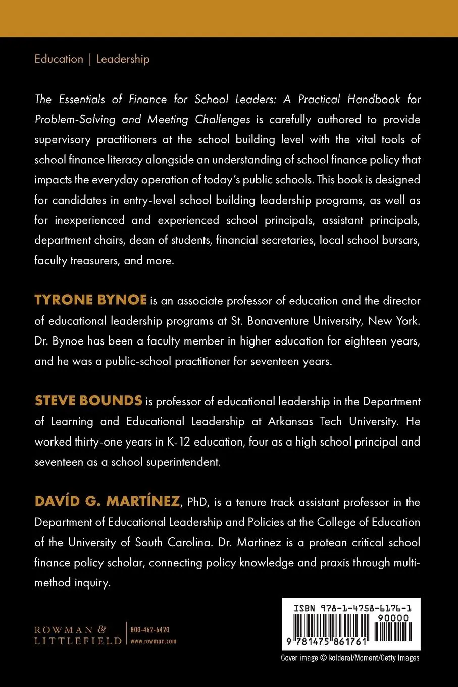 Rückseite: 9781475861761 | Essentials of Finance for School Leaders | Tyrone Bynoe (u. a.) | Buch