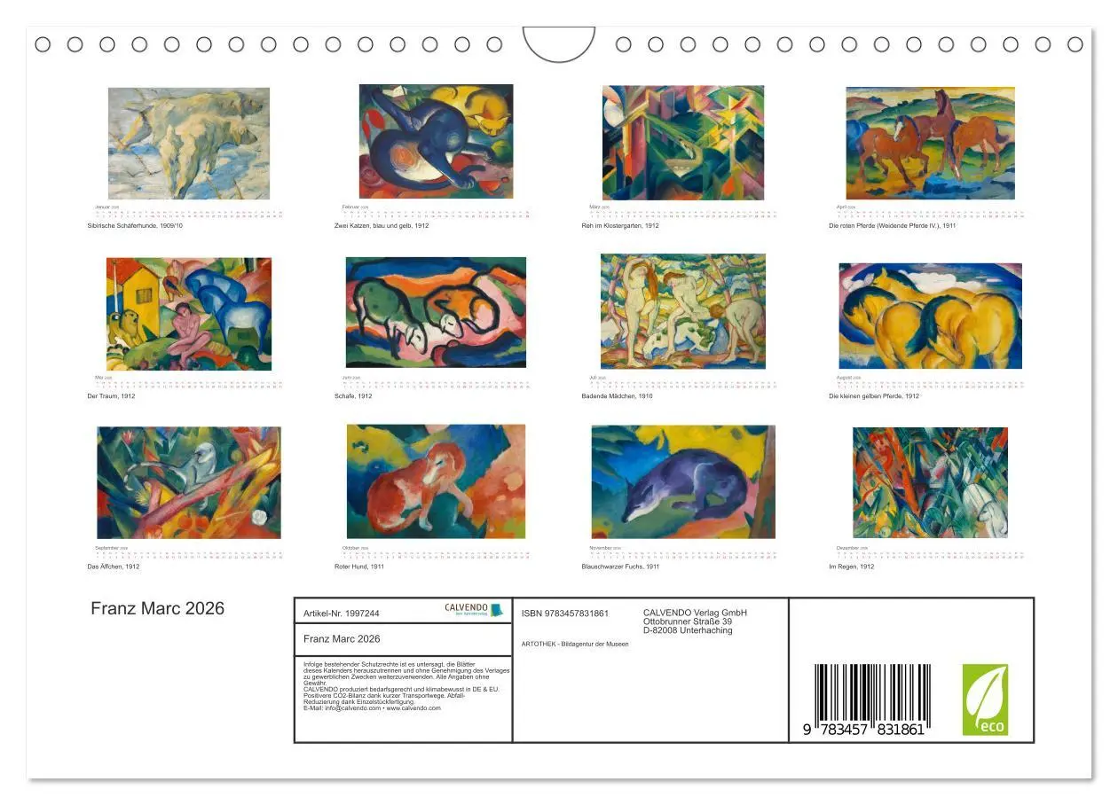 Bild: 9783457831861 | Franz Marc 2026 (Wandkalender 2026 DIN A4 quer), CALVENDO...