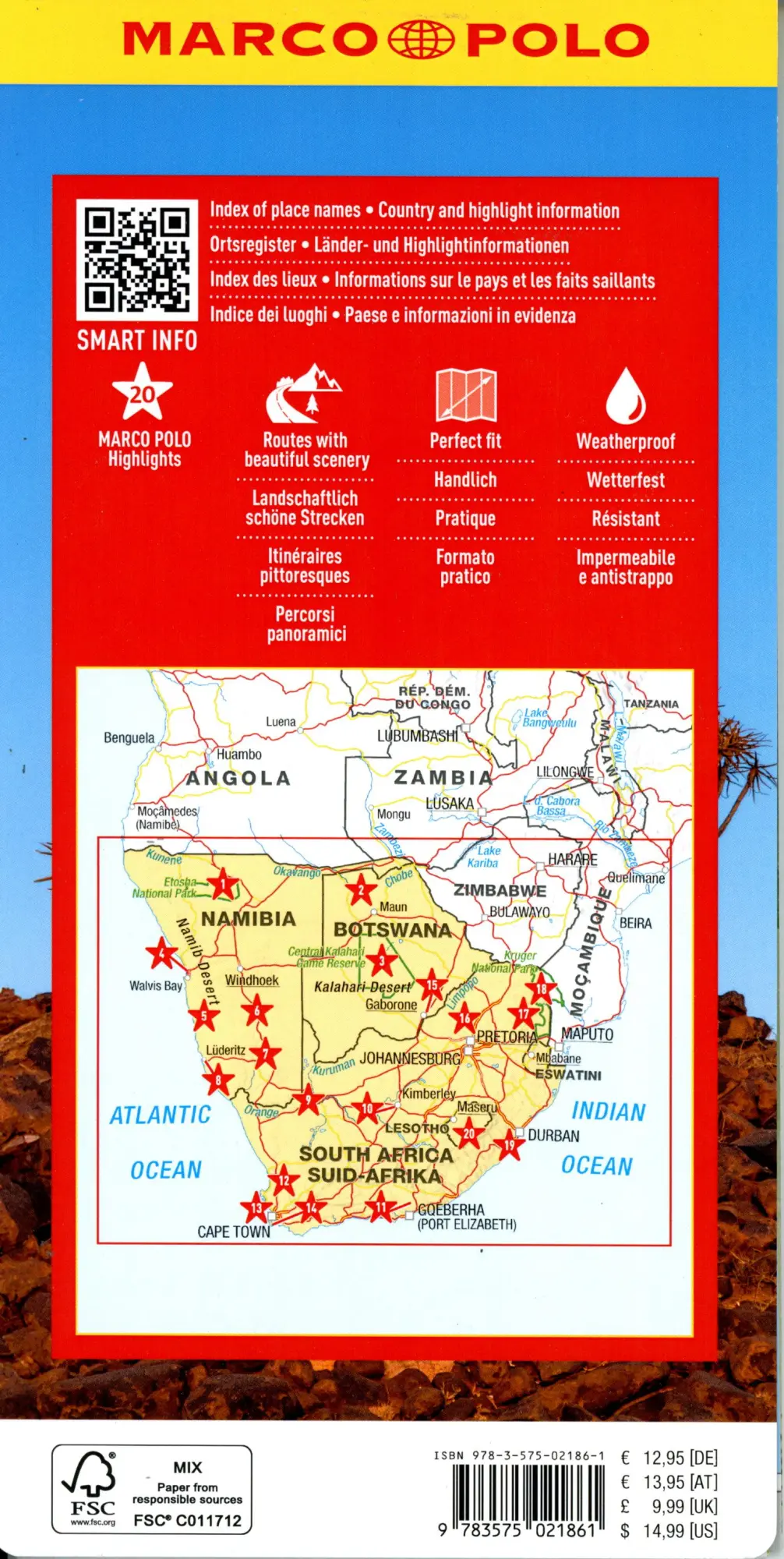 Bild: 9783575021861 | MARCO POLO Reisekarte Südafrika, Namibia, Botswana 1:2,4 Mio. | 2025
