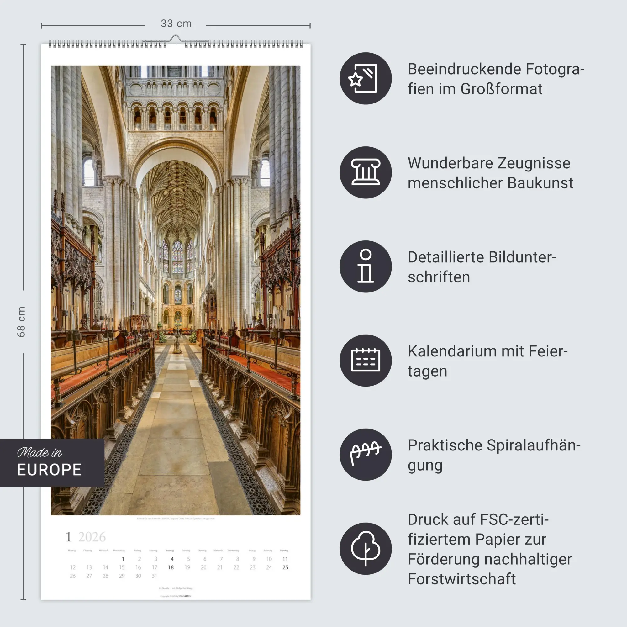 Bild: 9783839901861 | Säulen des Himmels Kalender 2026 | Kalender | Spiralbindung | 14 S.