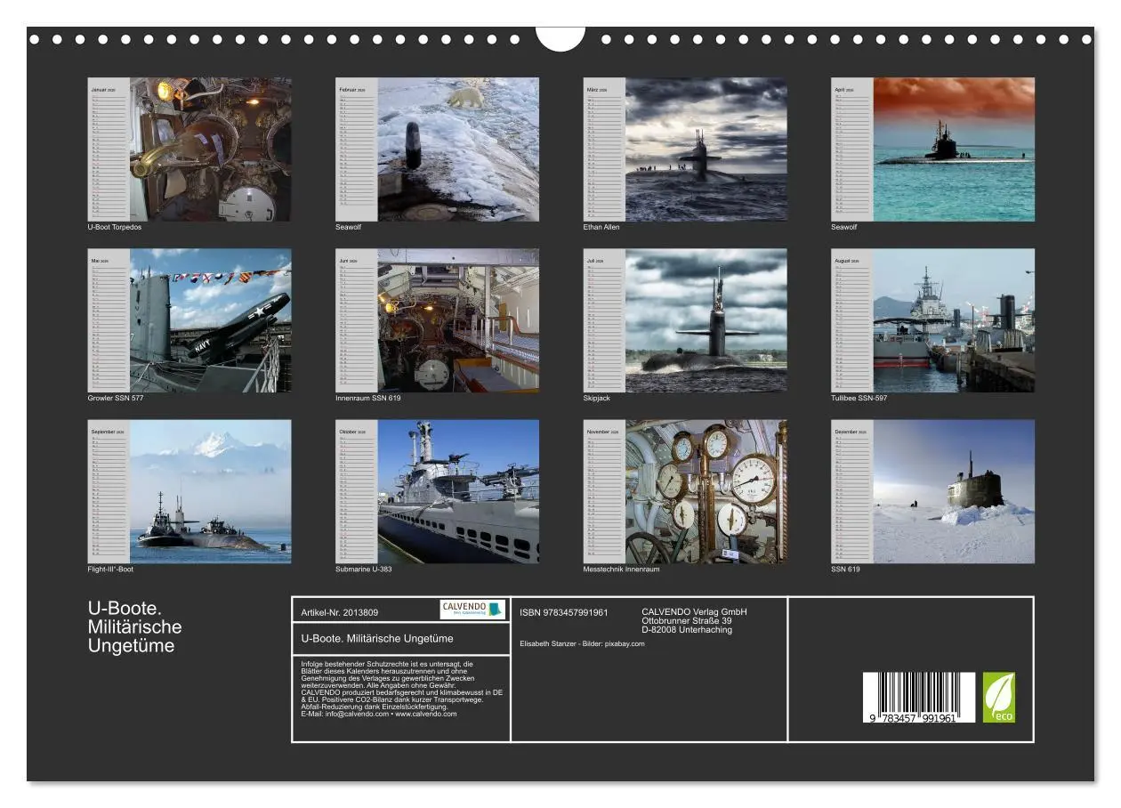 Bild: 9783457991961 | U-Boote. Militärische Ungetüme (Wandkalender 2026 DIN A3 quer),...
