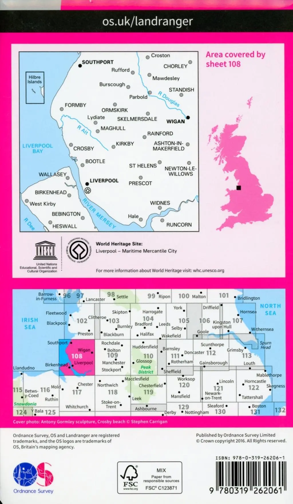 Bild: 9780319262061 | Liverpool, Southport &amp; Wigan | Ordnance Survey | (Land-)Karte | 2016
