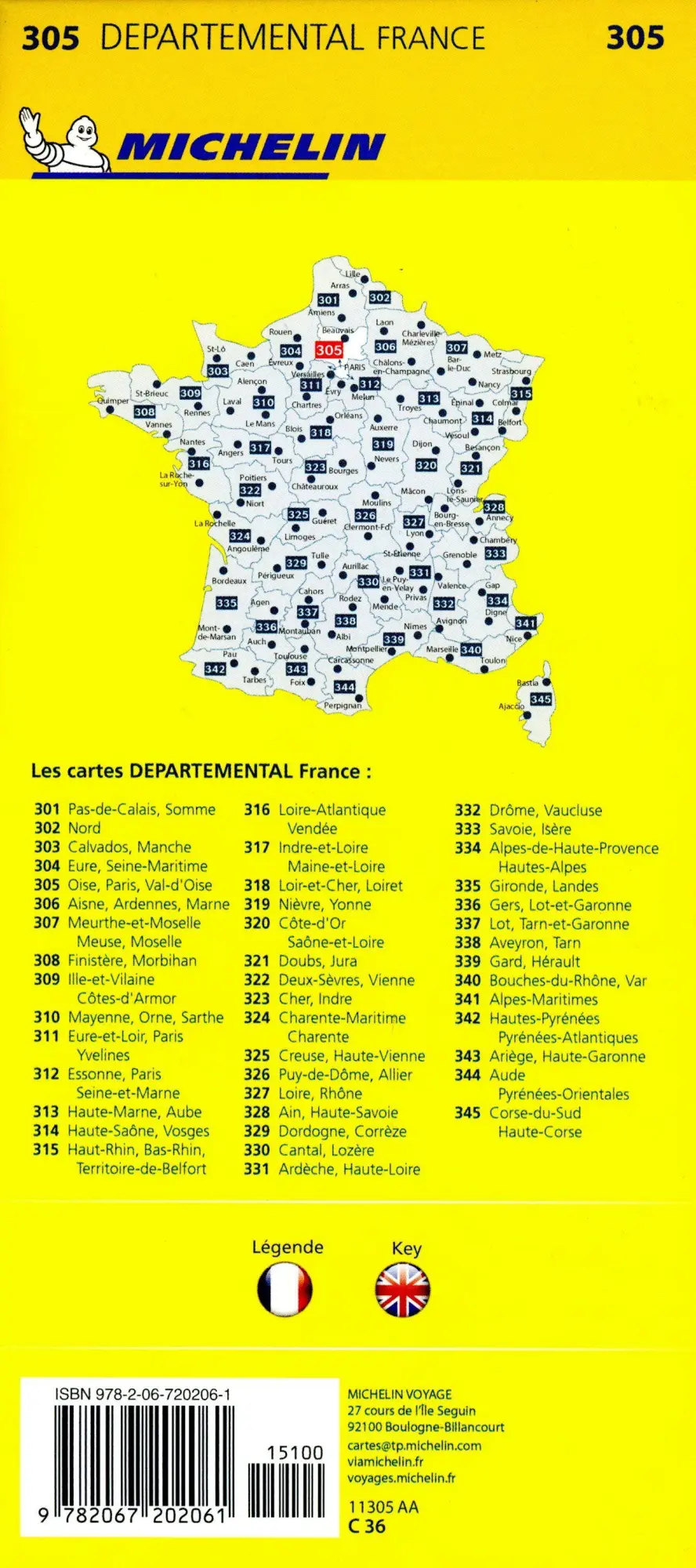 Bild: 9782067202061 | Michelin Paris - Oise, Paris, Val-d'Oise - Map 305 | Michelin | 1 S.