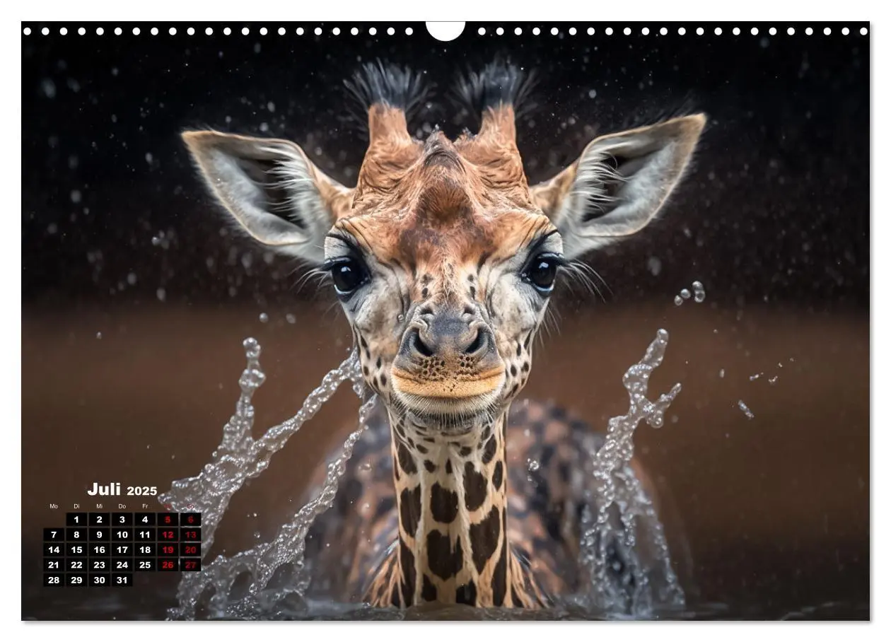 Bild: 9783383912061 | Tierkinder beim baden (Wandkalender 2025 DIN A3 quer), CALVENDO...