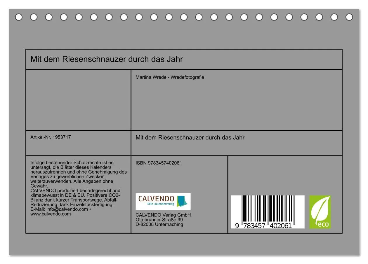 Bild: 9783457402061 | Mit dem Riesenschnauzer durch das Jahr (Tischkalender 2026 DIN A5...