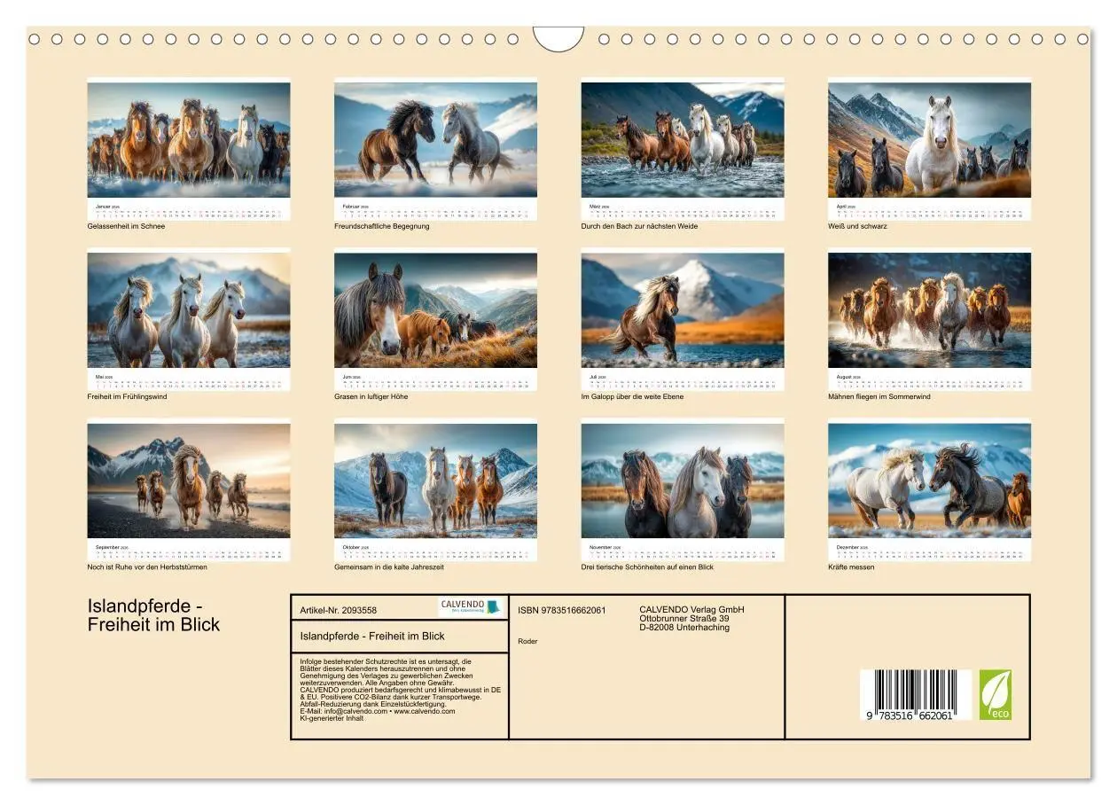 Bild: 9783516662061 | Islandpferde - Freiheit im Blick (Wandkalender 2026 DIN A3 quer),...