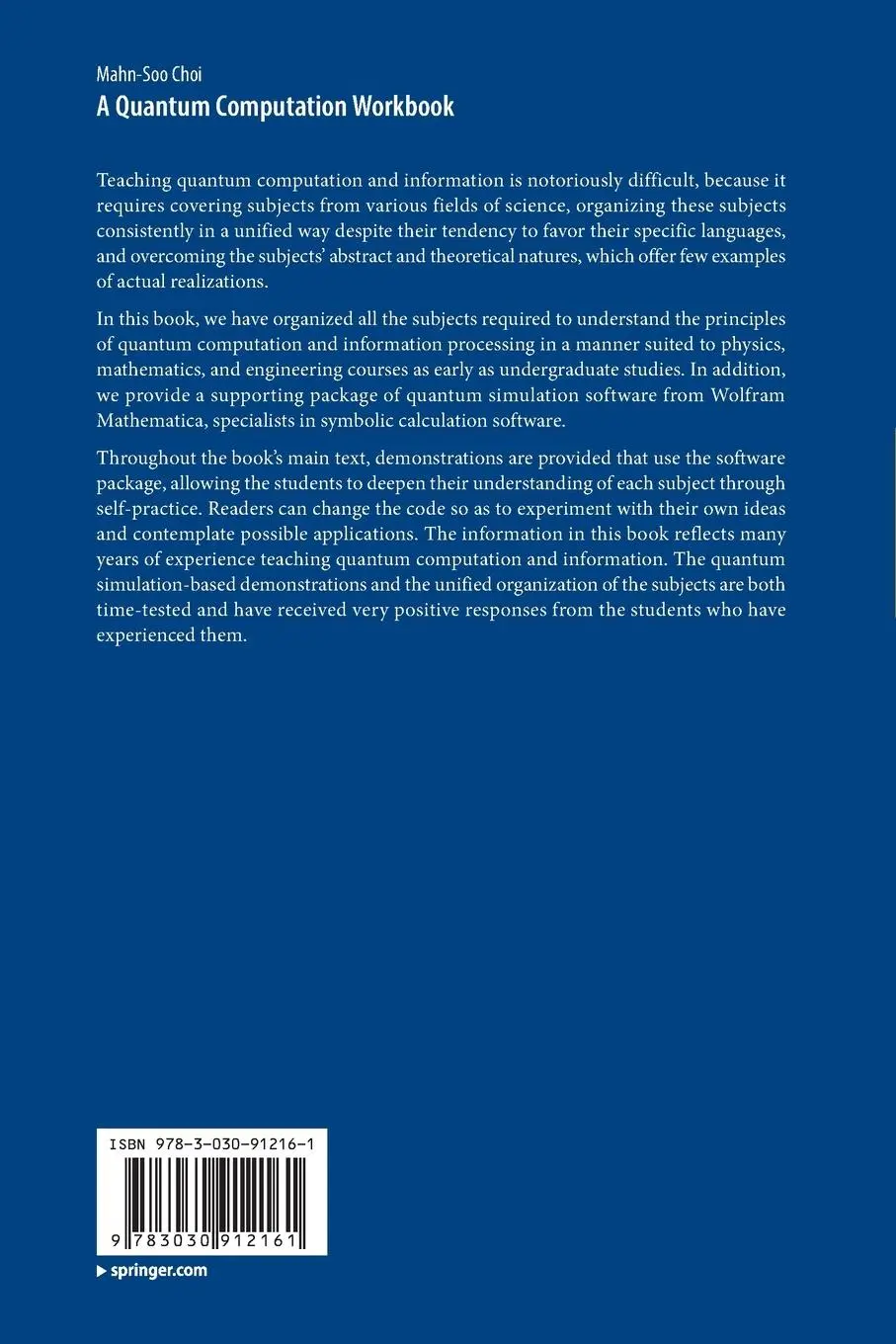 Rückseite: 9783030912161 | A Quantum Computation Workbook | Mahn-Soo Choi | Taschenbuch | x