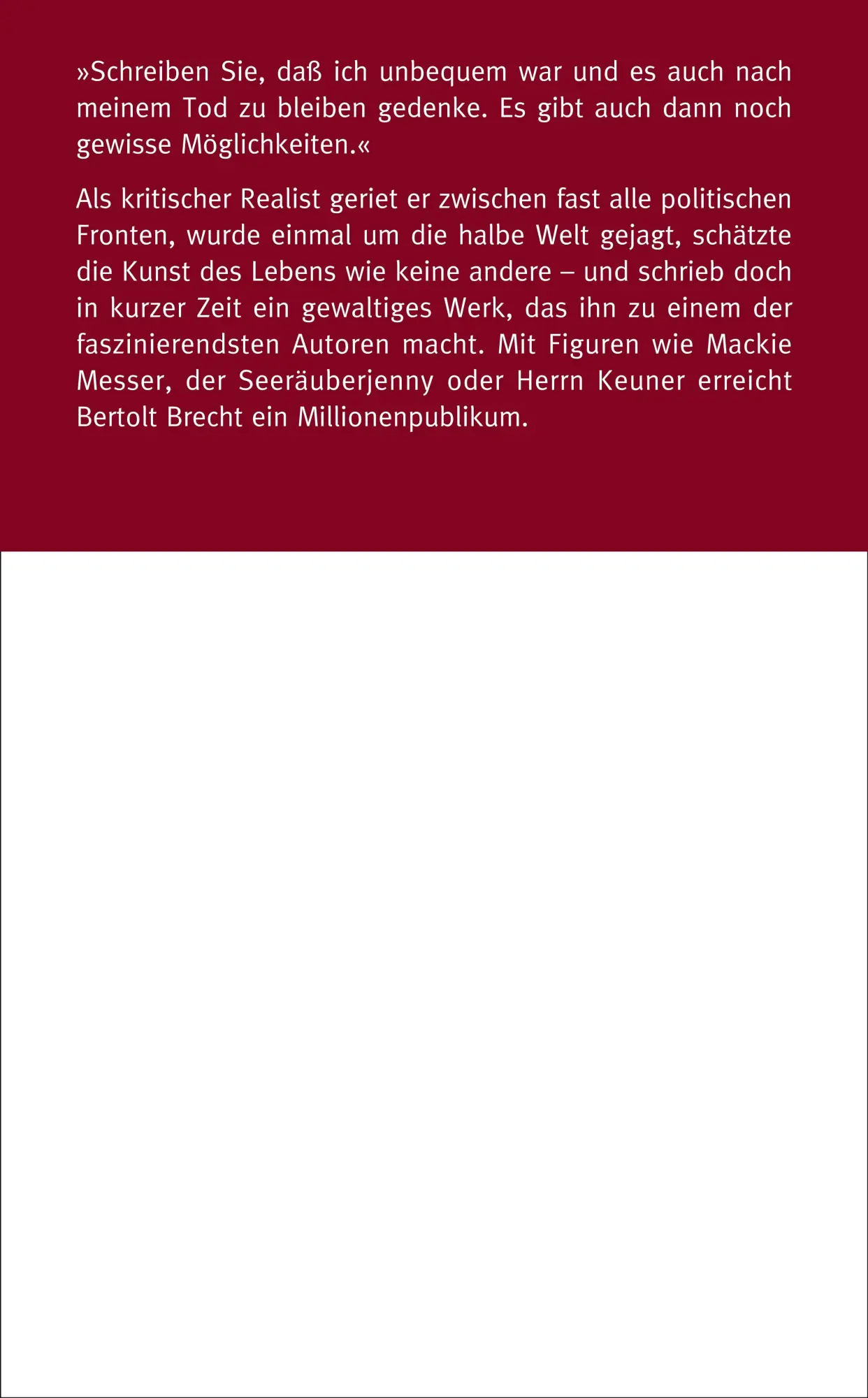 Rückseite: 9783518182161 | Bertolt Brecht | Leben Werk Wirkung | Jan Knopf | Taschenbuch | 159 S.
