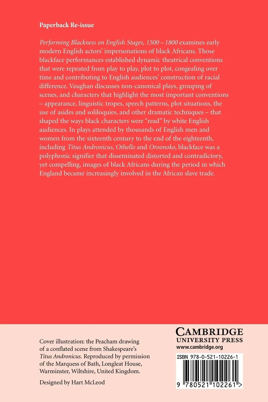 Rückseite: 9780521102261 | Performing Blackness on English Stages, 1500 1800 | Vaughan | Buch