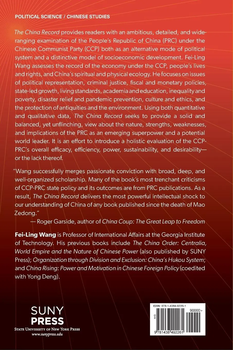 Rückseite: 9781438492261 | The China Record | An Assessment of the People's Republic | Wang