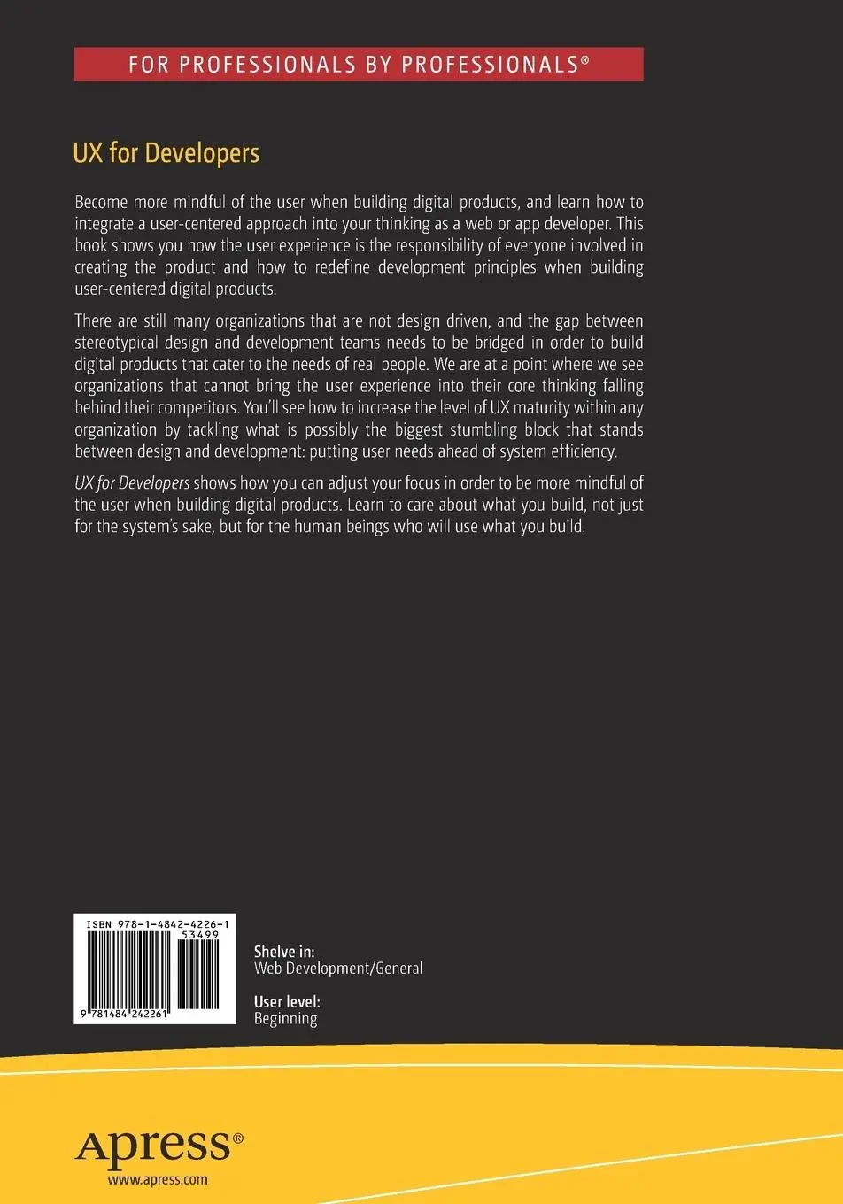 Rückseite: 9781484242261 | UX for Developers | Westley Knight | Taschenbuch | xvii | Englisch