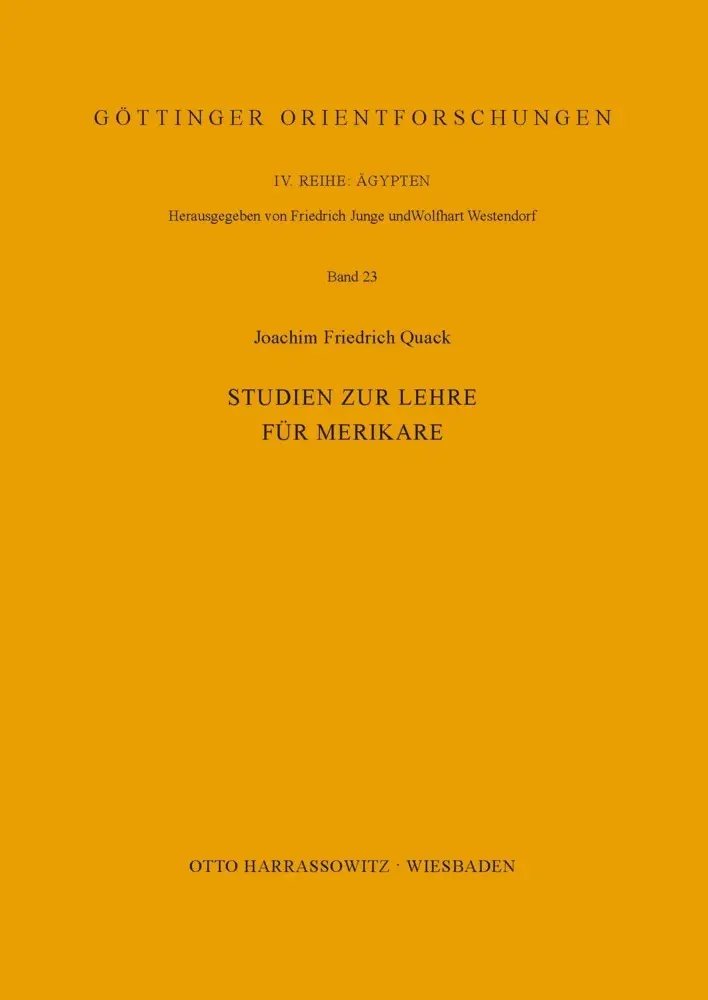 Cover: 9783447032261 | Studien zur Lehre für Merikare | Joachim Friedrich Quack | Taschenbuch