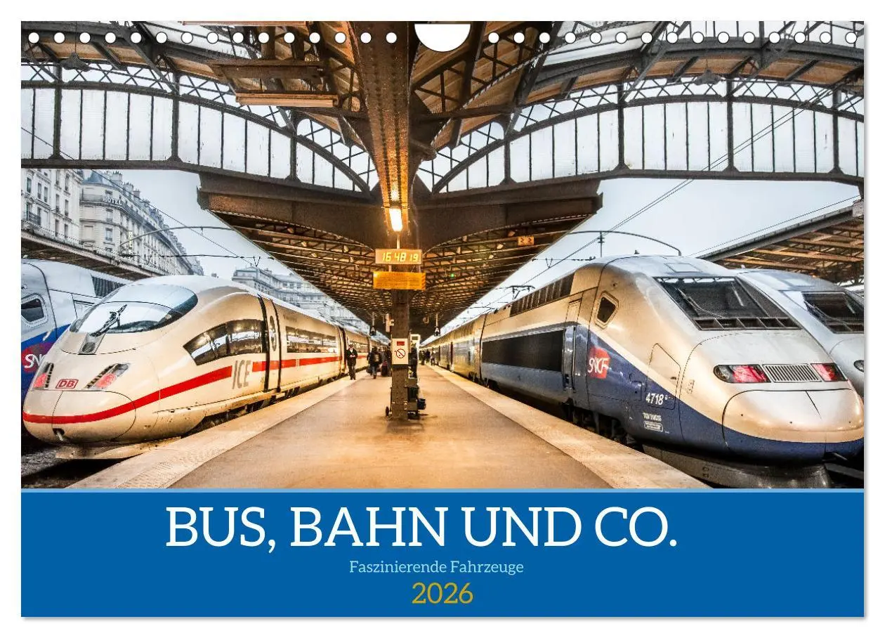 Cover: 9783457862261 | Bus, Bahn und Co. - Faszinierende Fahrzeuge (Wandkalender 2026 DIN...