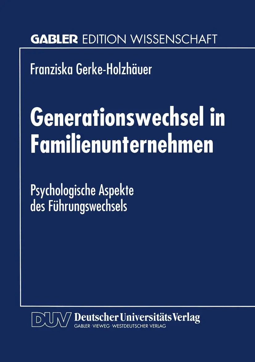 Cover: 9783824462261 | Generationswechsel in Familienunternehmen | Franziska Gerke-Holzhäuer