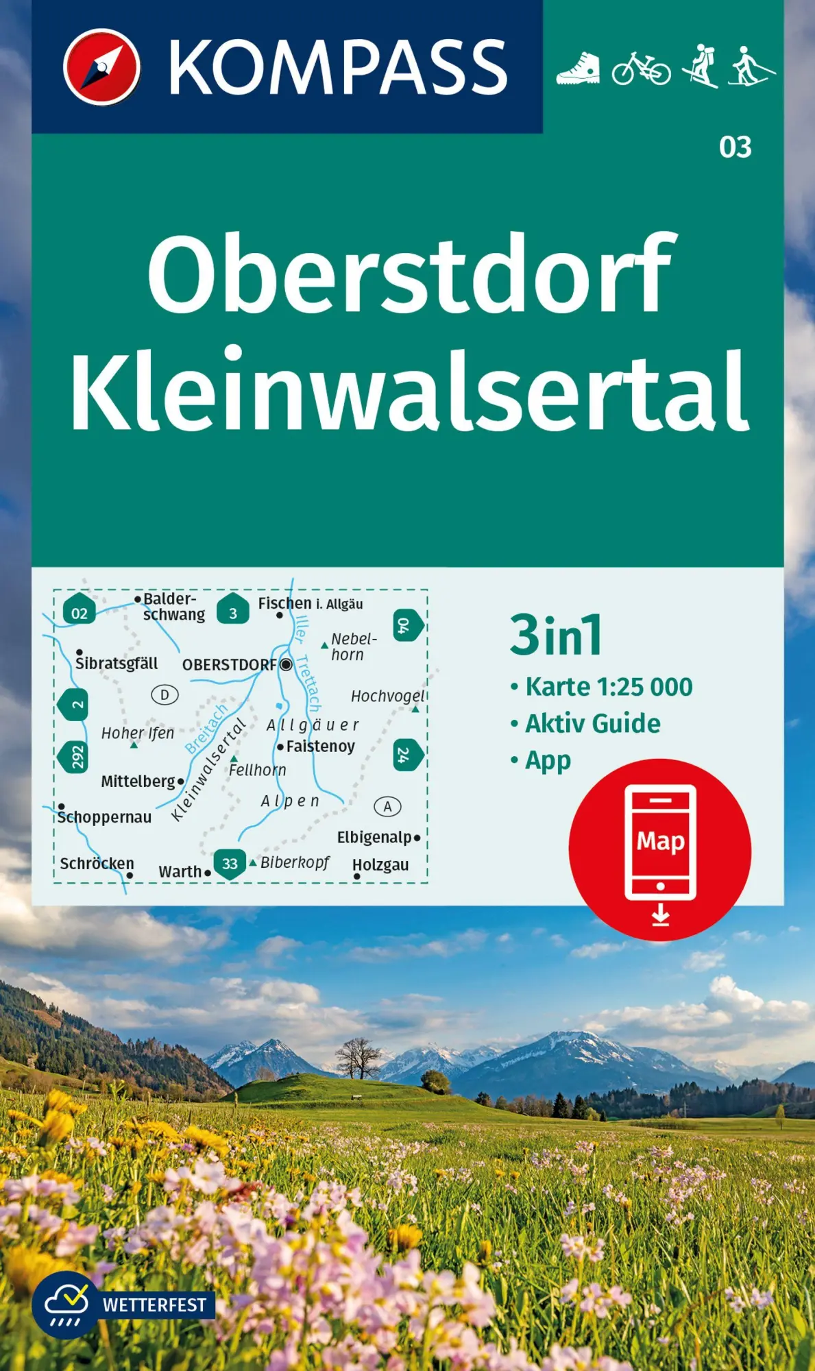 Cover: 9783991542261 | KOMPASS Wanderkarte 03 Oberstdorf, Kleinwalsertal 1:25.000 | 2 Bde/Tle
