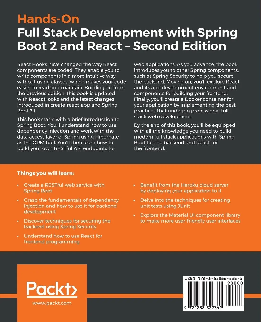 Rückseite: 9781838822361 | Hands-On Full Stack Development with Spring Boot 2 and React -...