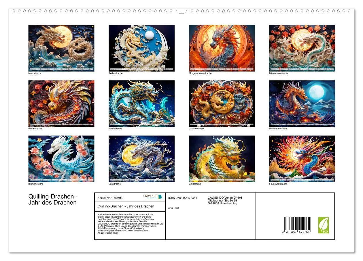 Bild: 9783457472361 | Quilling-Drachen - Jahr des Drachen (hochwertiger Premium...