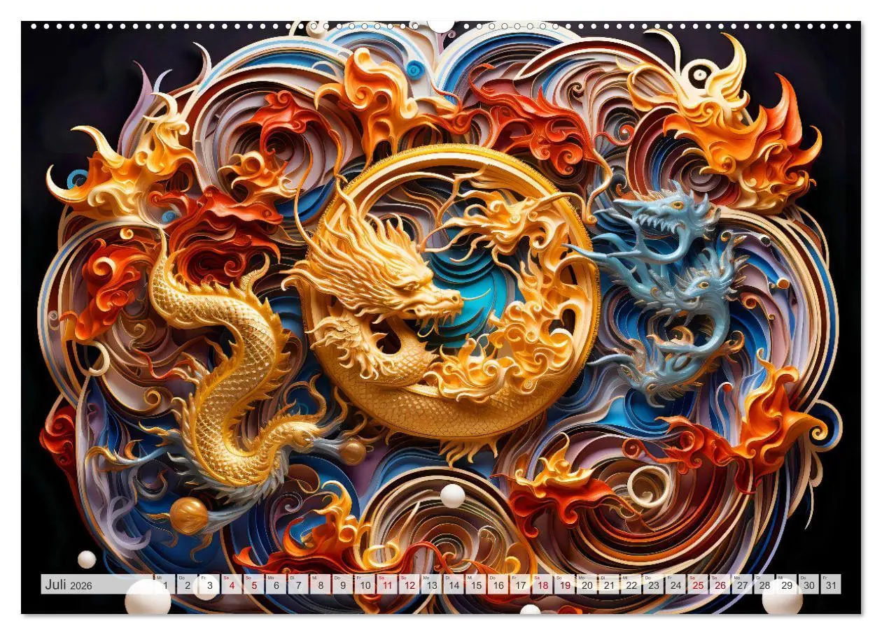 Bild: 9783457472361 | Quilling-Drachen - Jahr des Drachen (hochwertiger Premium...