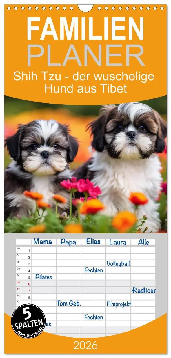 Cover: 9783516492361 | Familienplaner 2026 - Shih Tzu - der wuschelige Hund aus Tibet mit...