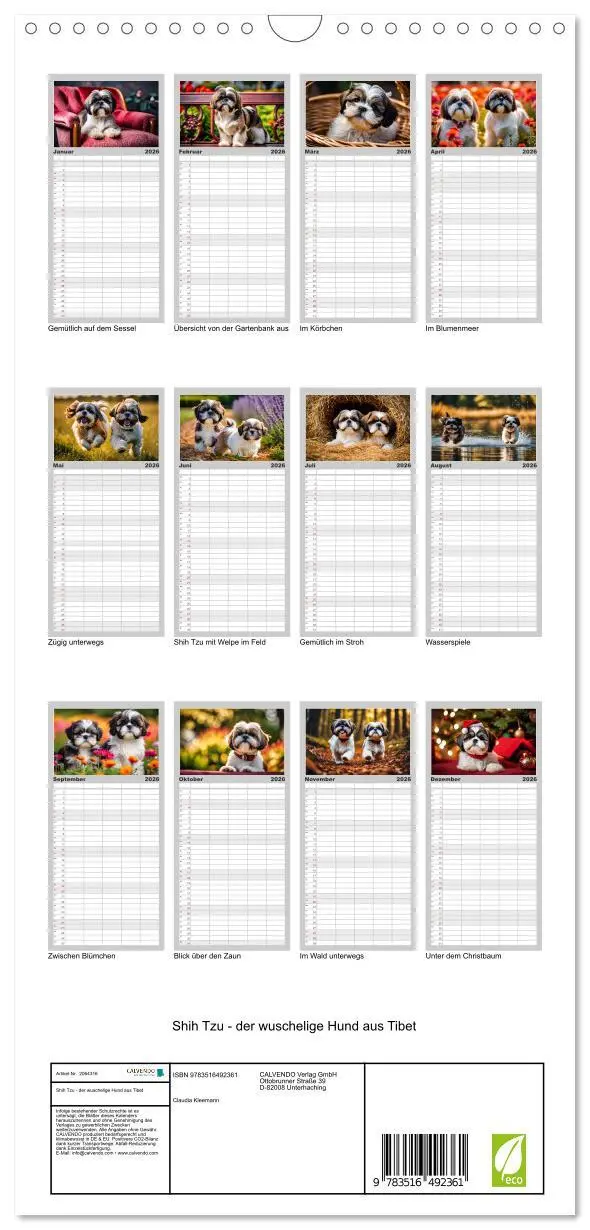 Bild: 9783516492361 | Familienplaner 2026 - Shih Tzu - der wuschelige Hund aus Tibet mit...