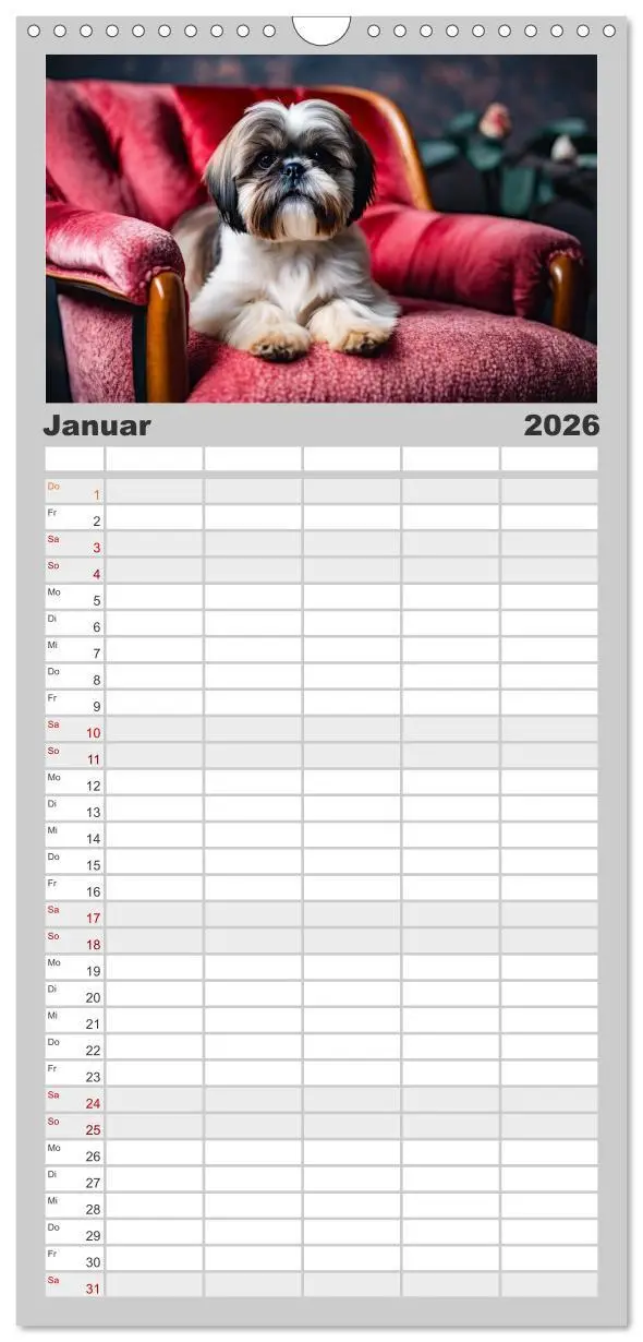 Bild: 9783516492361 | Familienplaner 2026 - Shih Tzu - der wuschelige Hund aus Tibet mit...