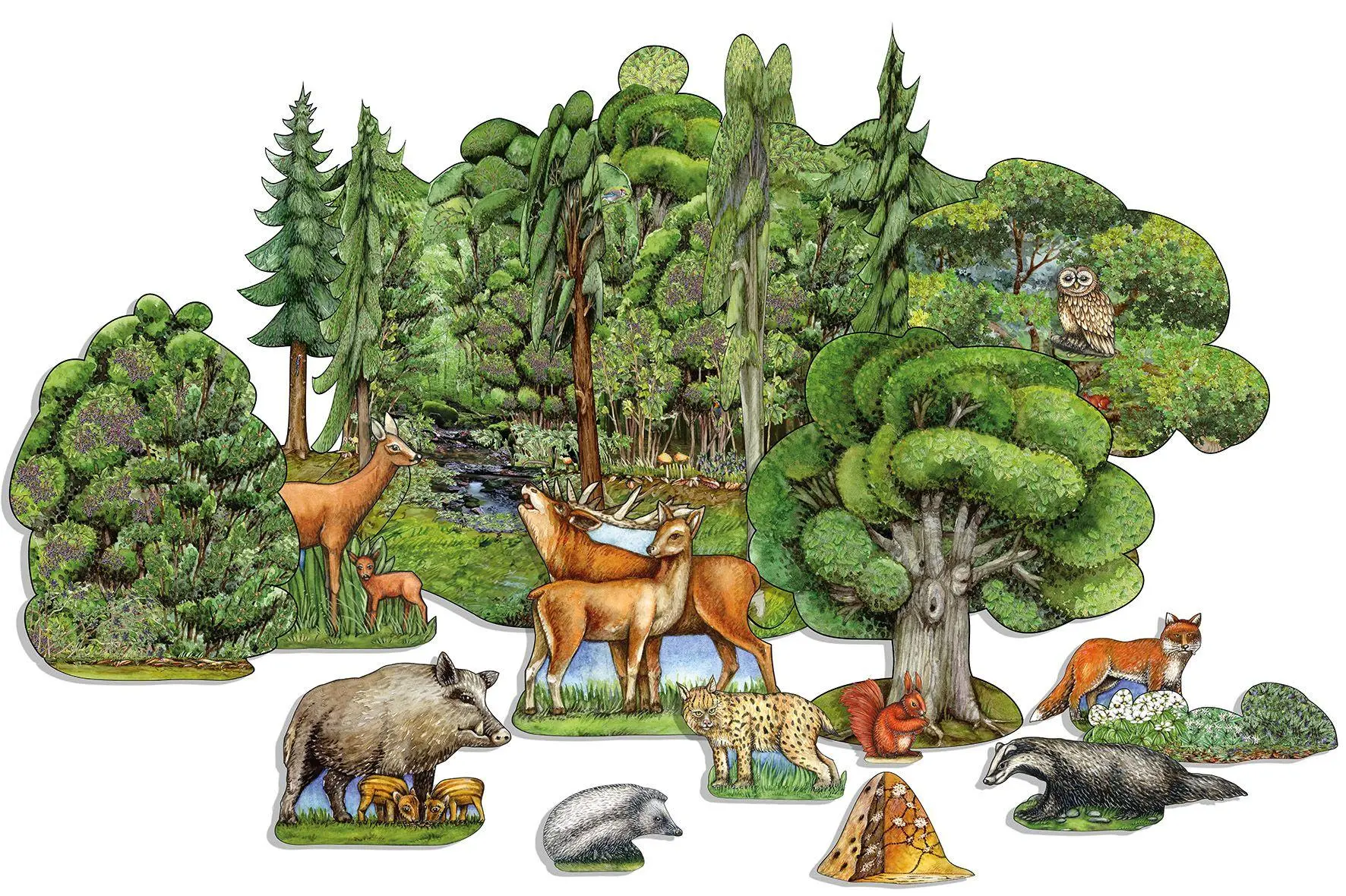 Bild: 4280000272461 | Wald basteln aus Papier Bastelbogen Bäume &amp; Tiere Ausschneidebogen