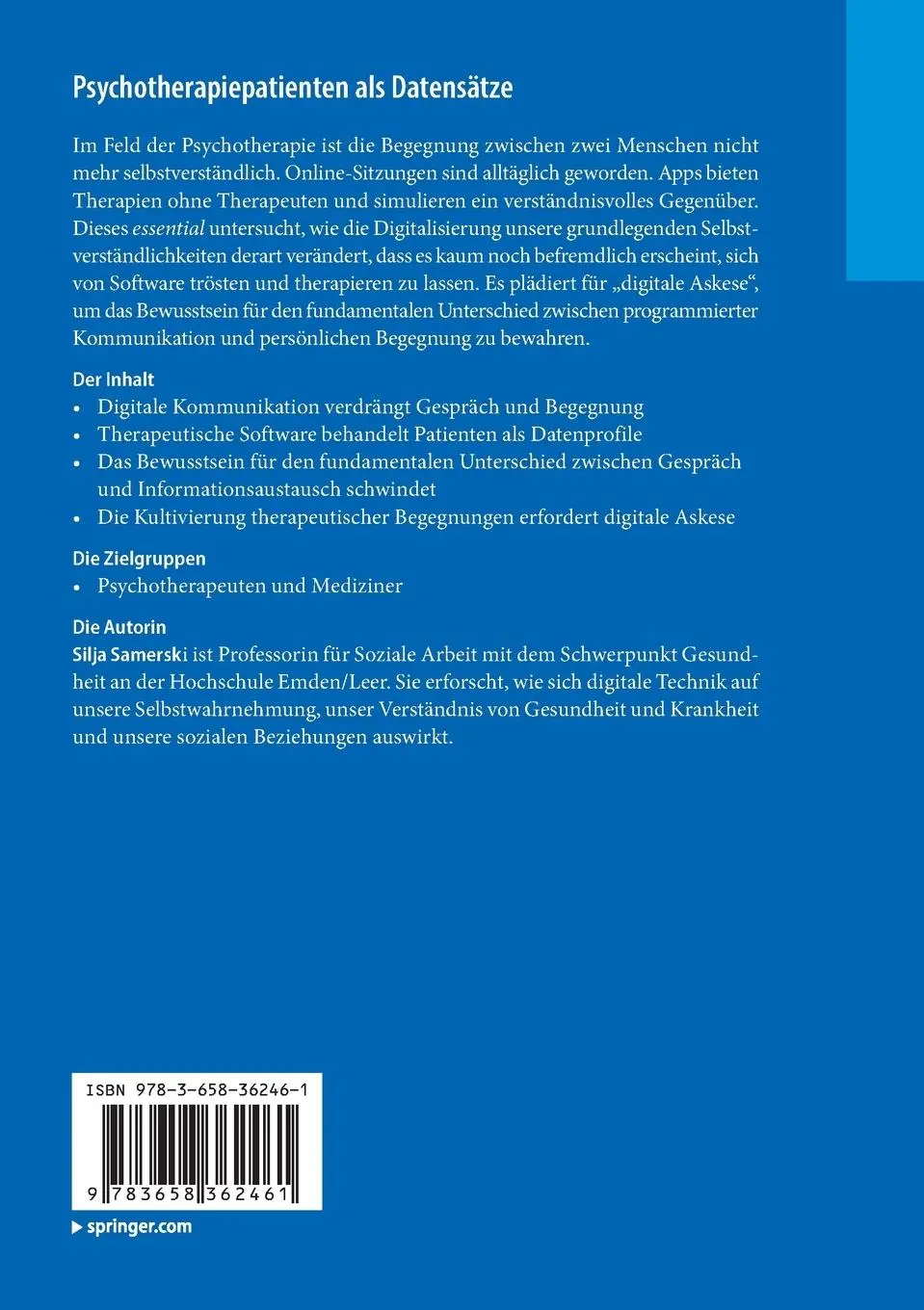 Rückseite: 9783658362461 | Psychotherapiepatienten als Datensätze | Silja Samerski | Taschenbuch