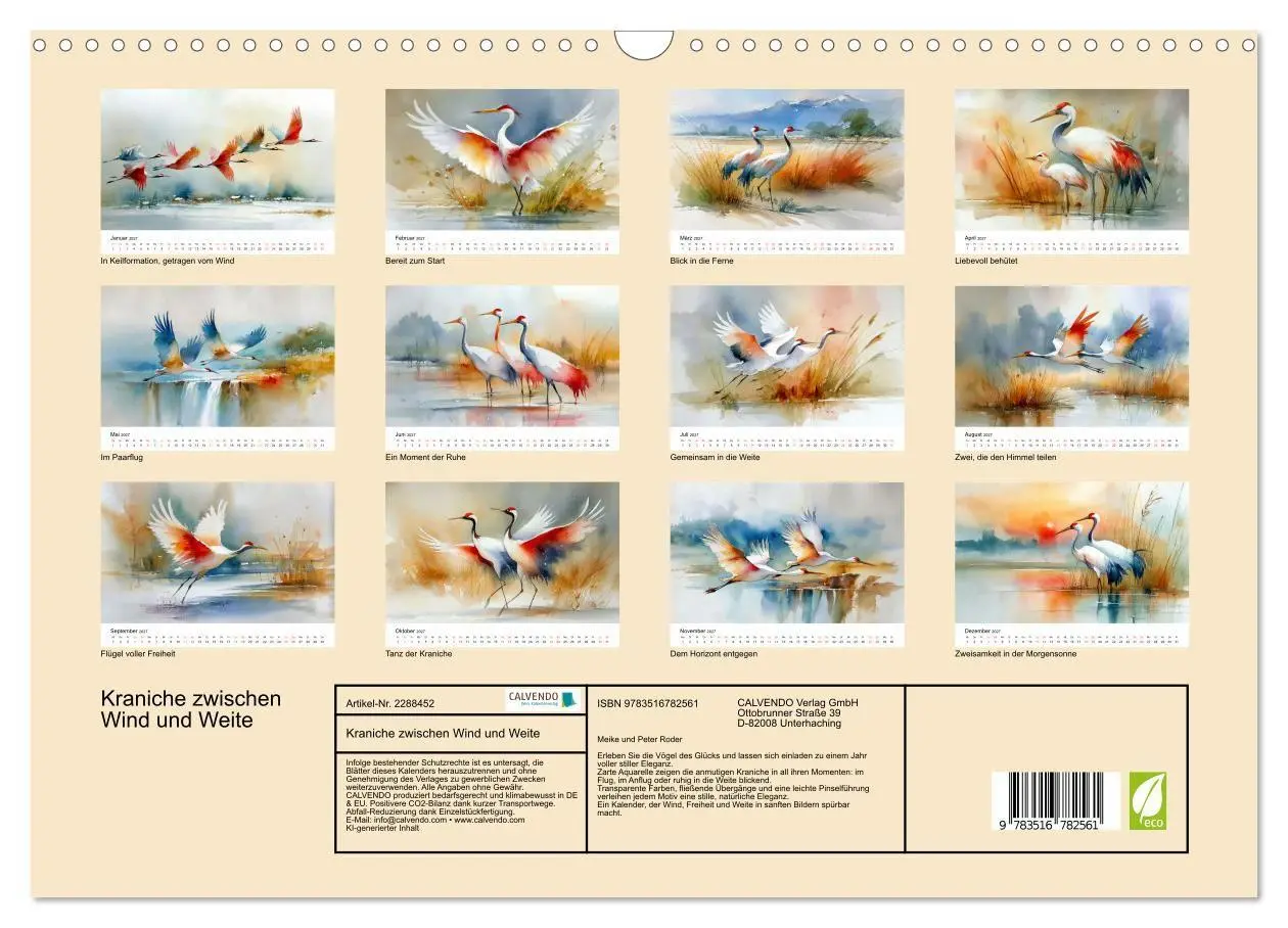 Bild: 9783516782561 | Kraniche zwischen Wind und Weite (Wandkalender 2027 DIN A3 quer),...