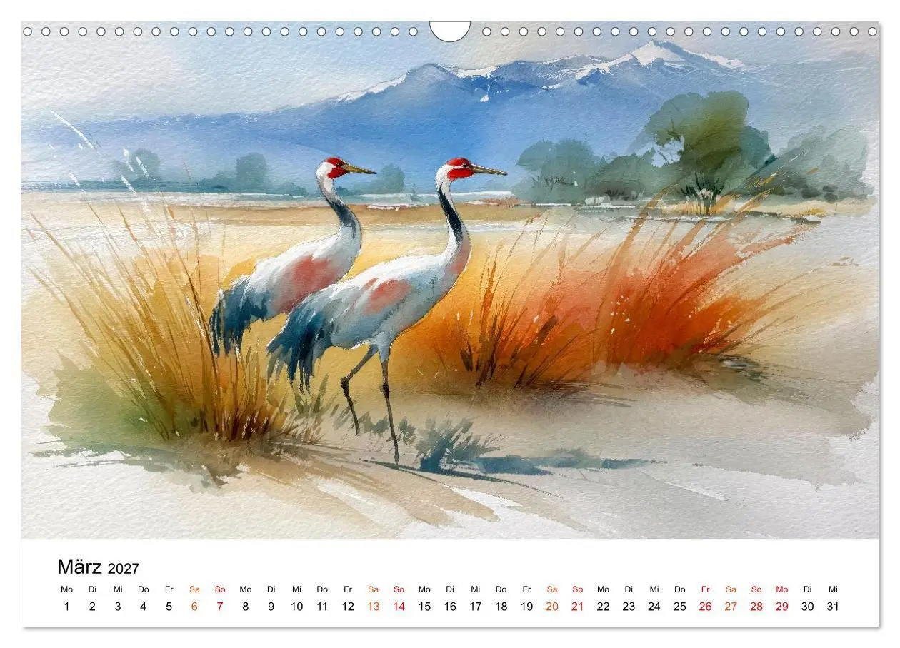 Bild: 9783516782561 | Kraniche zwischen Wind und Weite (Wandkalender 2027 DIN A3 quer),...