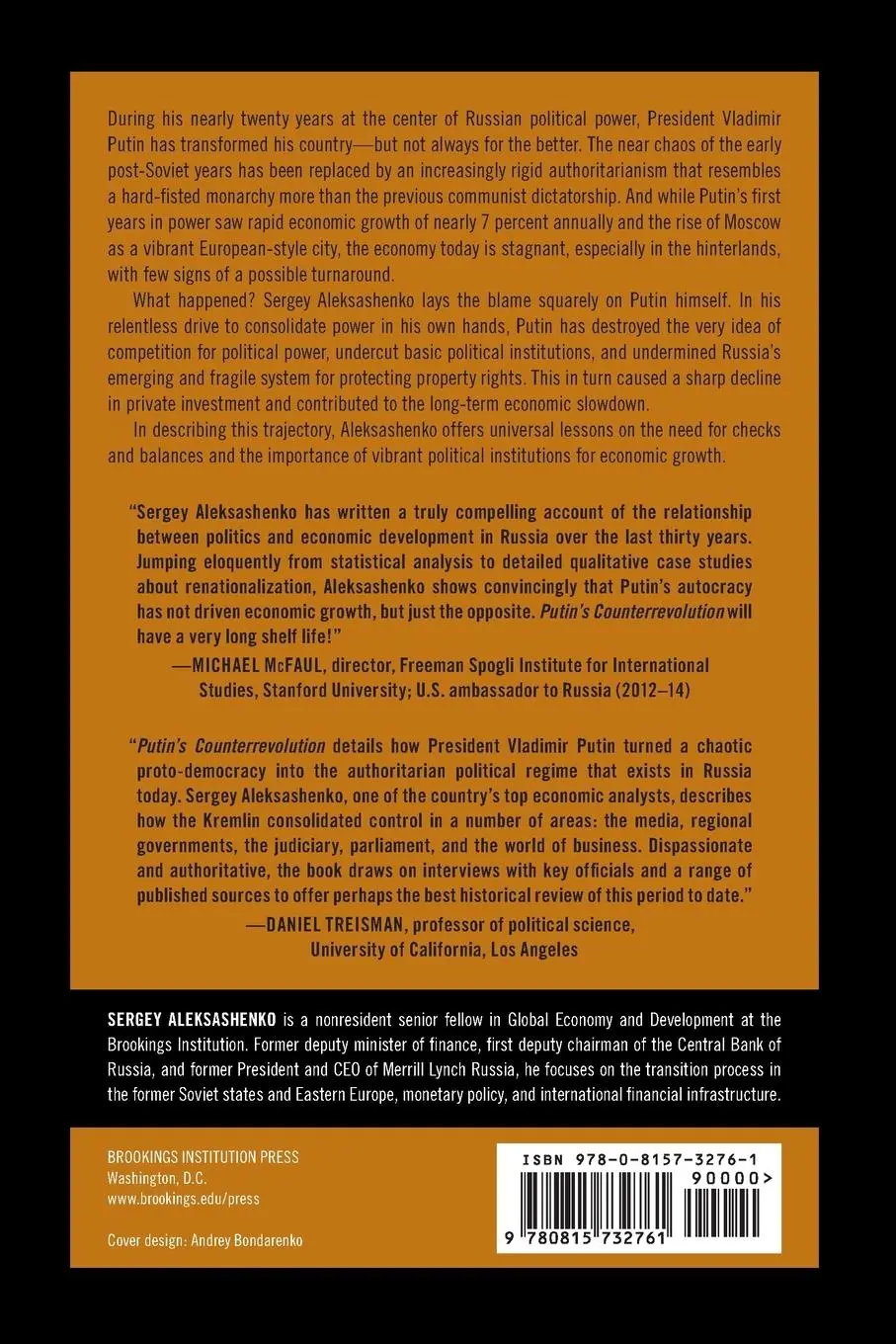Rückseite: 9780815732761 | Putin's Counterrevolution | Sergey Aleksashenko | Taschenbuch | 2018