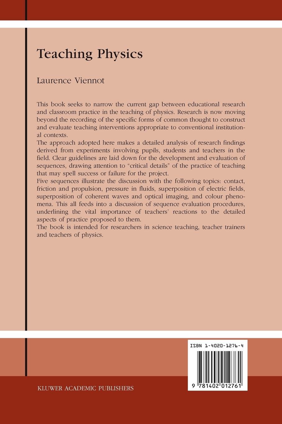 Rückseite: 9781402012761 | Teaching Physics | L. Viennot | Taschenbuch | xv | Englisch | 2003