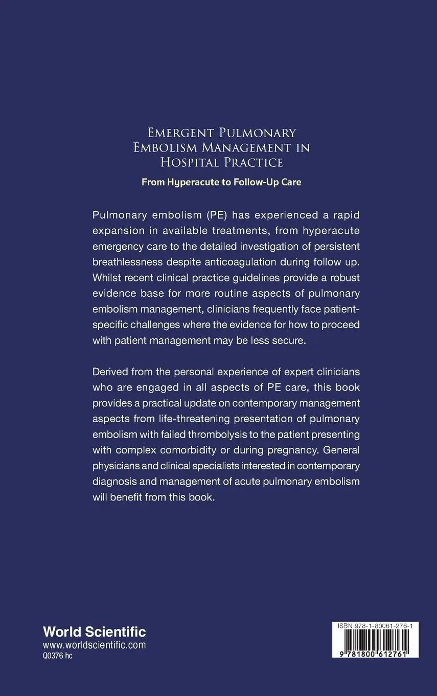 Rückseite: 9781800612761 | EMERGENT PULMONARY EMBOLISM MANAGEMENT IN HOSPITAL PRACTICE | Waxman